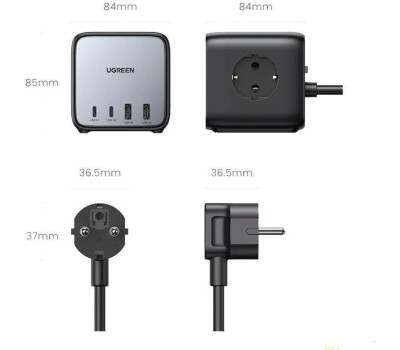 UGREEN Сетевое зарядное устройство CD268 (60113) DigiNest Cube Charging Station 65W with 2*USB-C and 2*USB-A Eu. Цвет: серый космос