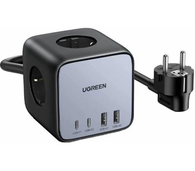 UGREEN Сетевое зарядное устройство CD268 (60113) DigiNest Cube Charging Station 65W with 2*USB-C and 2*USB-A Eu. Цвет: серый космос