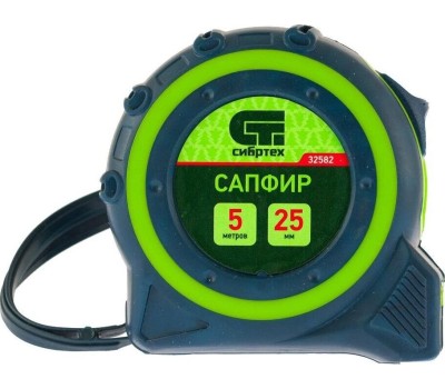 Рулетка СИБРТЕХ Рулетка Сапфир,двухкомпонентный корпус,5 м х 25 мм 32582
