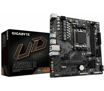 Материнская плата GIGABYTE Материнская плата A620M H, Socket AM5, AMD A620, 2xDDR5-5200, HDMI+DP, 1xPCI-Ex16, 1xPCI-Ex1, 4xSATA3(RAID 0/1/10), 1xM.2, 8 Ch Audio, GLan, (4+4)xUSB2.0, (2+2)xUSB3.2, 1xPS/2, mATX, RTL {10}