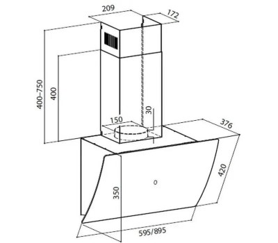 Вытяжка LEX Вытяжка каминная Plaza GS 600 WH, сенсорное управление, белый [chti000366]