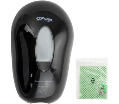 GFmark - Дозатор СЕНСОРНЫЙ, для жидкого МЫЛА , модель КОКОН с окошком, пластик АБС, ЧЁРНЫЙ, с датчиком объёма жидкости и уровня заряда батарей, 1000 мл 722