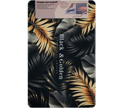 САНАКС - Коврик в ванную ПАМЯТЬ - эффект восстановления, одинарный, дизайнерский - черный+золото 50 х 80 см 00438