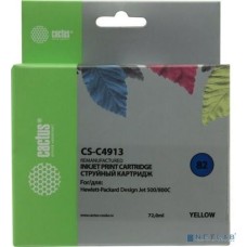 Картридж струйный Cactus C4913 Картридж струйный CS-C4913 №82 желтый (72мл) для HP DJ 500/800C