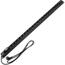 REXANT Блок распределения питания PDU вертикальный 20 розеток СЕЕ 7/4 Schuko 16А автомат защиты алюм корп шнур 2м вилка СЕЕ 7/7 Schuko черный