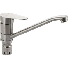 МАГНУС - Смеситель для кухни, шаровый, поворотный корпус, излив 25 см, из нержавеющей стали марки 304, цвет САТИН. 9344