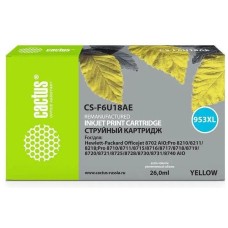 CACTUS Картридж струйный CS-F6U18AE 953XL желтый (26мл) для HP OJ Pro 7740/8210/8218/8710/8715 с чипом