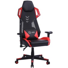 CACTUS Кресло игровое CS-CHR-090BLR черный/красный экокожа/сетка крестов. нейлон