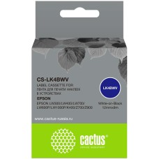 CACTUS Картридж ленточный CS-LK4BWV LK-4BWV белый на черном 12x9 для Epson LW300/LW400/LW700/LW600P/LW1000P/K400/Z700/Z900