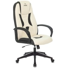 ZOMBIE Кресло игровое 8 белый/черный экокожа крестов. пластик