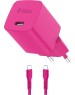 TTEC Сетевое зарядное устройство SmartCharger GAN 45W AVS PD Travel Fast Charger с кабелем USB-C - USB-C 3A. Длина кабеля: 120см. Цвет: неоновый розовый