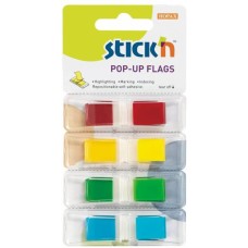 STICK`N Закладки самокл. индексы пластиковые 26020 12x45мм с цветным краем 4цв.в упак. 35лист Z-сложения блистер