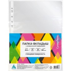 БЮРОКРАТ Папка-вкладыш СуперЛюкс -080G/25 глянцевые A4+ 80мкм (упак.:25шт)
