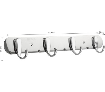 Аксессуары для ванной комнаты и туалета BRIMIX 574 Крючок для полотенца на планке 4шт