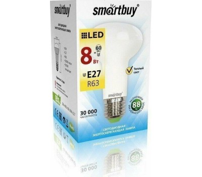 Лампа светодиодная SMARTBUY (SBL-R63-08-30K-E27) 8W/3000/E27