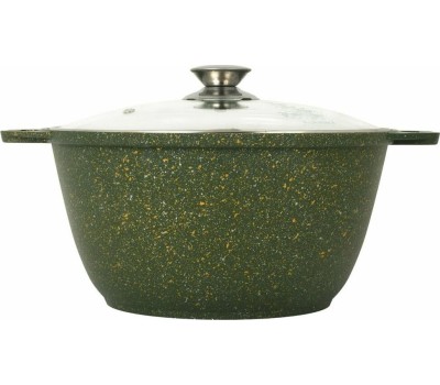 Кастрюля KUKMARA к21tsml а/пр литая 2,0л стекл/кр Trendy style malachite