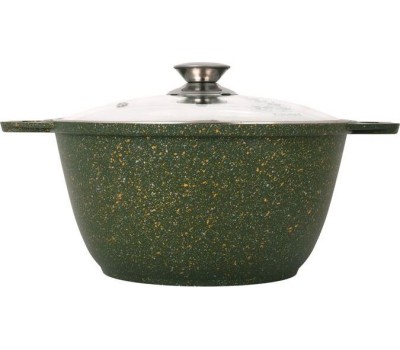 Кастрюля KUKMARA к21tsml а/пр литая 2,0л стекл/кр Trendy style malachite
