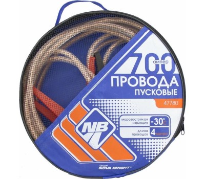 Провода пусковые NOVA BRIGHT 700А с прозрачной изоляцией, в сумке, 4,0м 47780