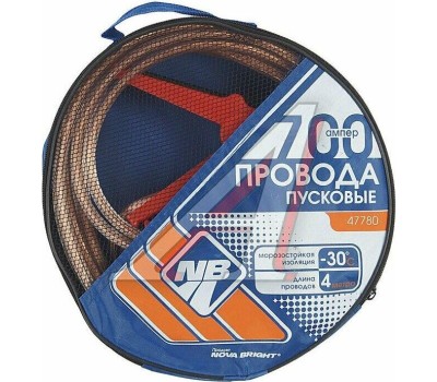 Провода пусковые NOVA BRIGHT 700А с прозрачной изоляцией, в сумке, 4,0м 47780