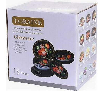 Набор стеклянной посуды LORAINE 30675 оранжевый,красный,голубой