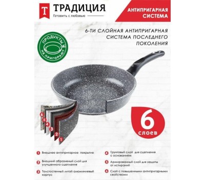 Сковорода ТРАДИЦИЯ ТМ2201И а/пр литая 20см Мрамор индукция