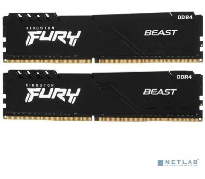 KINGSTON Память 2x8GB 3200MHz KF432C16BBK2/16 Fury Beast Black RTL Gaming PC4-25600 CL16 DIMM 288-pin 1.35В kit dual rank с радиатором Ret