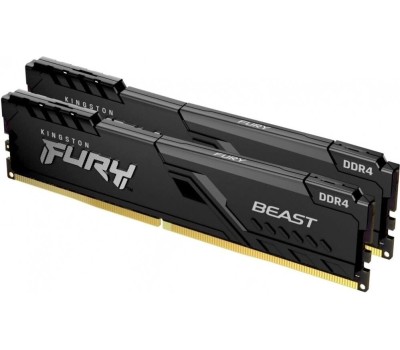 KINGSTON Память 2x8GB 3200MHz KF432C16BBK2/16 Fury Beast Black RTL Gaming PC4-25600 CL16 DIMM 288-pin 1.35В kit dual rank с радиатором Ret