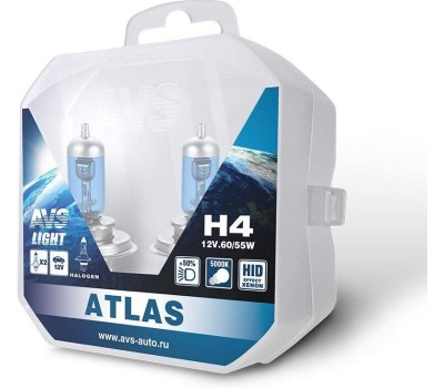 Лампа галогенная AVS ATLAS PB/5000К/PB H4.12V.60/55W. 2шт