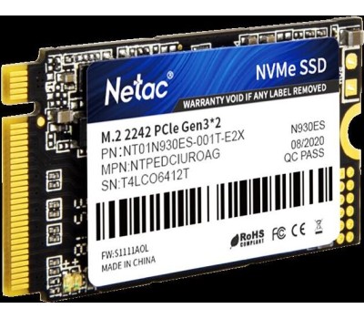 Накопитель SSD NETAC SSD накопитель N930ES NT01N930ES-001T-E2X 1ТБ, M.2 2242, PCIe 3.0 x2, NVMe, M.2