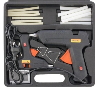 Клеевой пистолет SPARTA Набор клеевых пистолетов в кейсе, 7/11 мм, 20/100 Вт, 3/8 г/мин, выключатель 93038