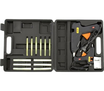 Клеевой пистолет SPARTA Набор клеевых пистолетов в кейсе, 7/11 мм, 20/100 Вт, 3/8 г/мин, выключатель 93038