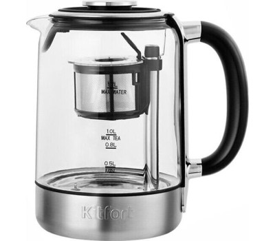 Чайник электрический KITFORT Чайник электрический КТ-6116, 1.7л, стекло/металл/пластик