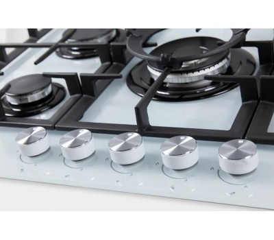 Варочная поверхность газовая MBS Газовая варочная панель PG-801WH, 5 конфорок, закаленное стекло, белый