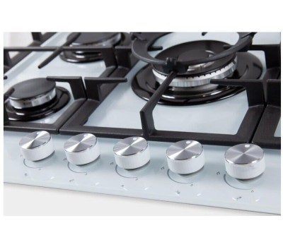 Варочная поверхность газовая MBS Газовая варочная панель PG-801WH, 5 конфорок, закаленное стекло, белый