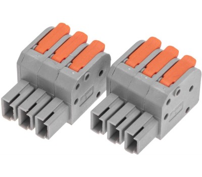 REXANT Клемма СМК 222-423R проходная разъемная 3 полюса серая 0,2-2,5/4мм² (блистер 5 шт/уп)