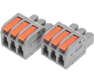 REXANT Клемма СМК 222-423R проходная разъемная 3 полюса серая 0,2-2,5/4мм² (блистер 5 шт/уп)