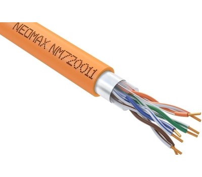 NEOMAX Кабель [NM720011] F/UTP cat.5e 4x2x0.52, 24 AWG, Медь, ZH нг(А)-HF (LSZH), внутренний (305 м), оранжевый; Fluke Tested