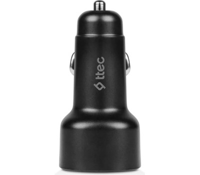TTEC Автомобильное зарядное устройство SmartCharger Duo PD 48W Car Fast Charger USB-C+USB-A с кабелем USB-C-USB-C 3A. Цвет: черный