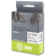 CACTUS Картридж CS-TZ231, TZe-231, 12мм, черный шрифт, белый фон, 8м ( CS-TZ231