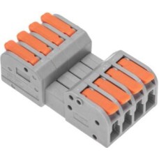 REXANT Клемма СМК 222-424R проходная разъемная 4 полюса серая 0,2-2,5/4мм² (блистер 5 шт/уп)