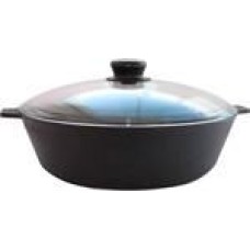 Камская посуда у8082 чугунная 280х80 с двумя ушками со стеклянной крышкой