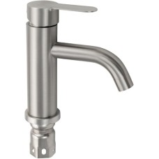 BRIMIX - Смеситель для раковины , шаровый, литой корпус, изогнутый излив, из нержавеющей стали марки 304, цвет САТИН . 9350