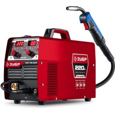 ЗУБР MASTER, MIG / MAG, FCAW, MMA, TIG, 220 А, полуавтомат сварочный, с газом / без газа, горелка ПСГ-220 (ПСГ-М8-220)