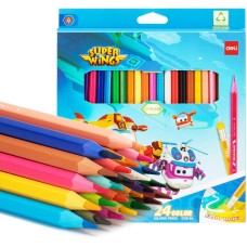 DELI Карандаши цв. EC126-24 Super Wings шестигран. пластик кор.европод. (24шт)