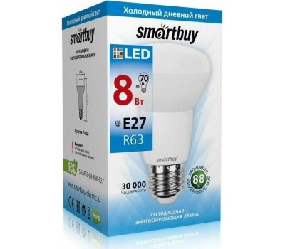 Светодиодная (LED) Лампа SMARTBUY (SBL-R63-08-60K-E27) 8W/6000/E27