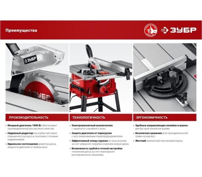 Станок ЗУБР СРЦ-254су 1900 Вт напольный со станиной и удлинителем распиловочный станок