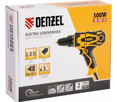 Сетевая дрель-шуруповерт DENZEL Дрель-шуруповерт сетевая SD-300-10 26201
