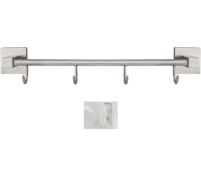 Аксессуары для ванной комнаты GFMARK 87205 Вешалка с четырьмя крючками прямая, из нержавеющей стали, с квадратным основанием, цвет САТИН