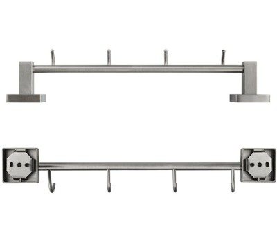 Аксессуары для ванной комнаты GFMARK 87205 Вешалка с четырьмя крючками прямая, из нержавеющей стали, с квадратным основанием, цвет САТИН