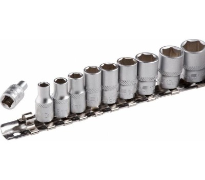 Набор головок STELS Набор торцевых головок, 1/4, шестигранные, CrV, 10 шт, 4-13 мм 13602